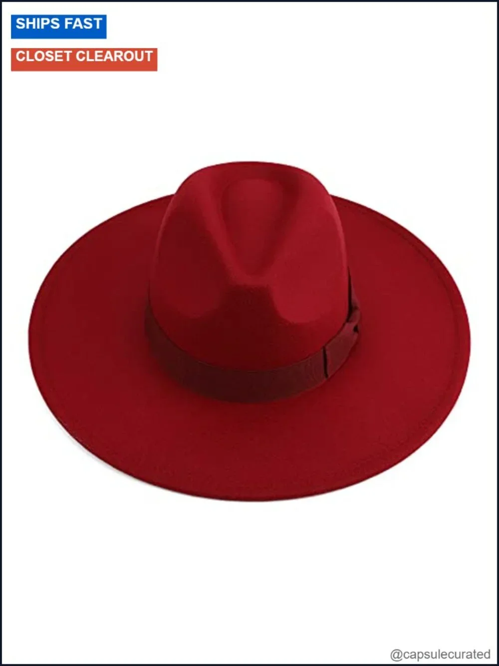 Wide Brim Fedora Hat Women's Wool Polyester Adjustable